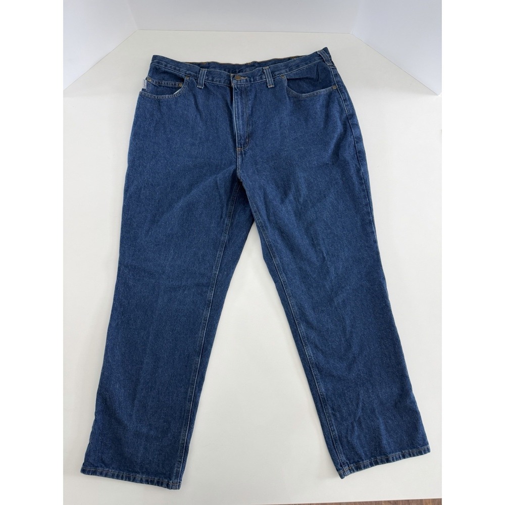 Carhartt Mens Work Jeans Size 40x30 Relaxed Fit Straight‎ Blue Denim Work Wear